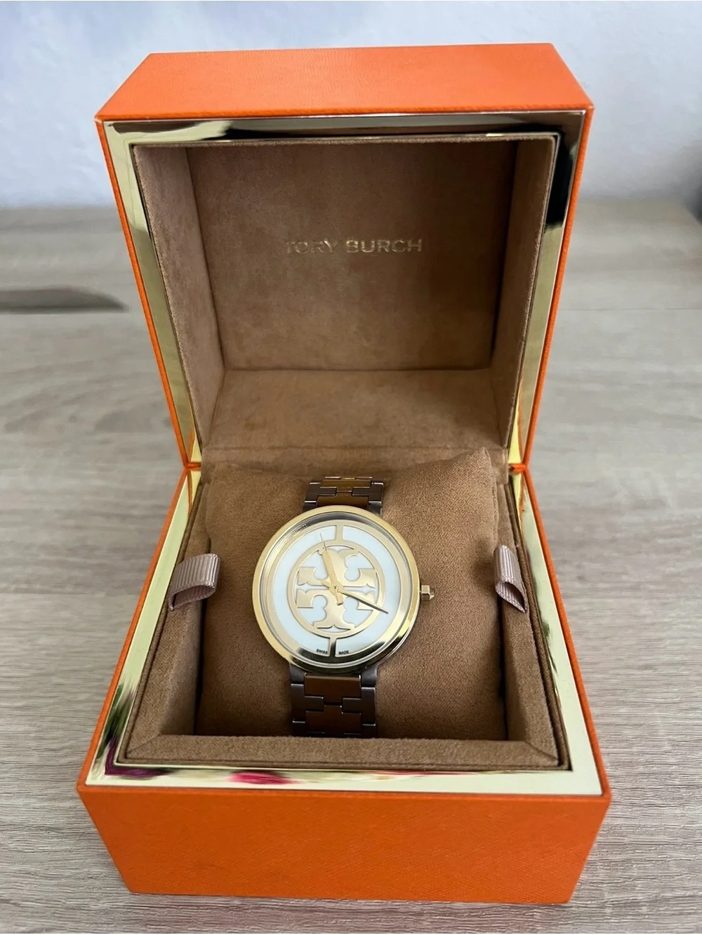 Tory Burch Two-Tone Gold and Silver Reva Bracelet Watch